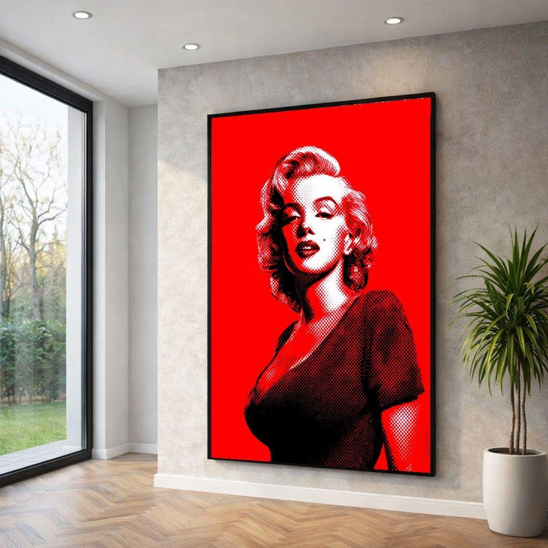 Marilyn Monroe Red Pop Art Canvas Wall - Etsy