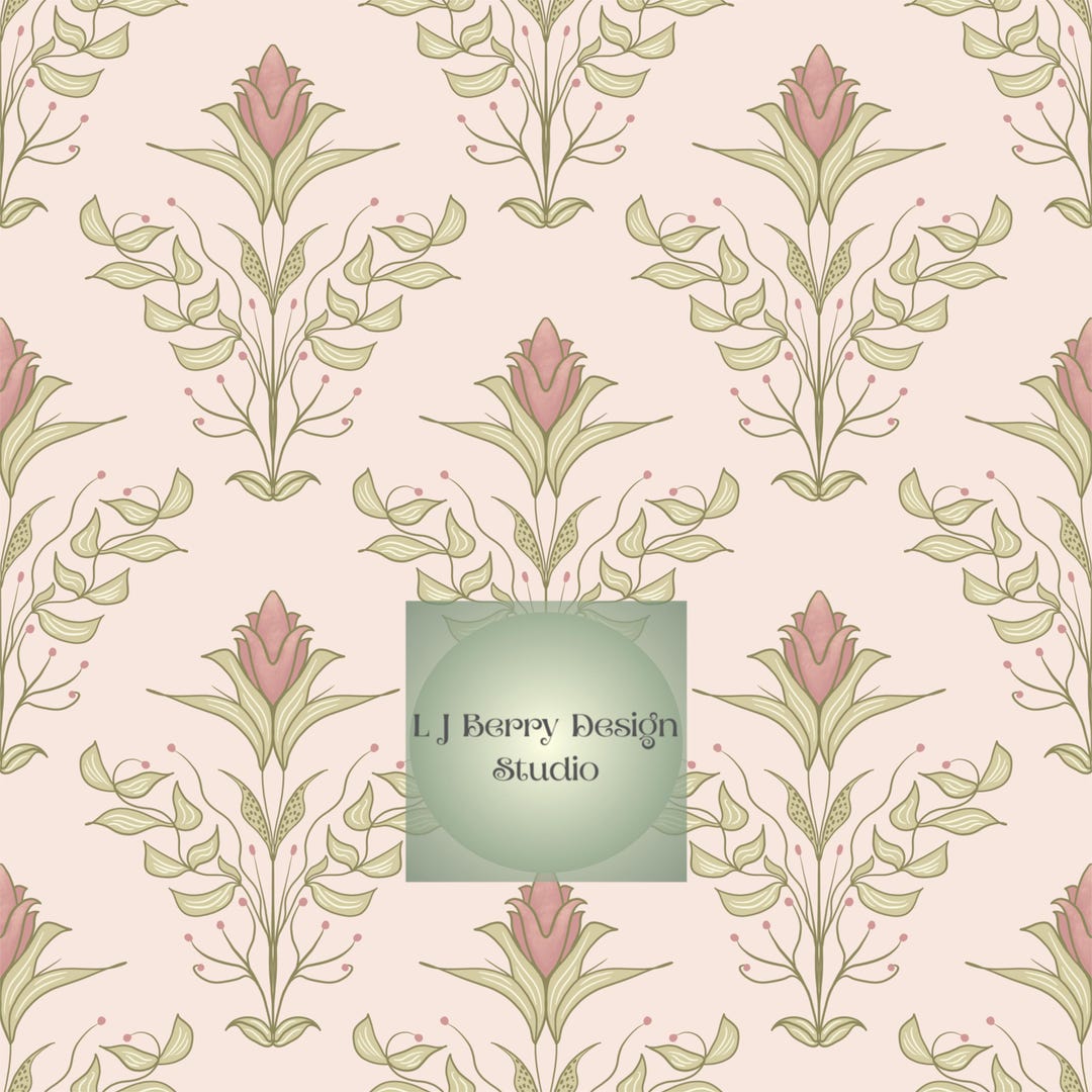 Delicate Blush Pink Floral Seamless Pattern Hand Drawn Pastel Flower ...
