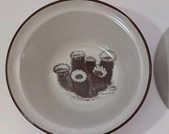 Cuencos vintage de cerámica Noritake con diseño de flores del desierto - Juego de 4 cuencos para cereales con forma de erizo y cactus -