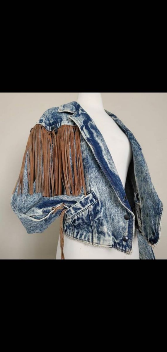 Acid Wash Brown Tassel Jacket Size Medium