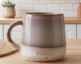 Engraved Name Mug, 360ml Stoneware with Tri-Tone Glaze