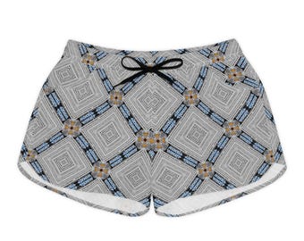 Pantaloncini da donna con motivo geometrico caleidoscopico / Pantaloncini casual da donna