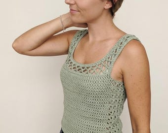 Aestas Women's Crochet Top Pattern PDF | Seamless Top-Down Tank | Openwork Lace Panels | Sizes XS–XL | Beginner Friendly | Instant Download