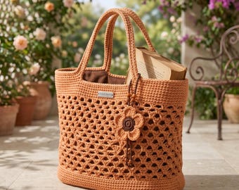 Crochet Mesh Tote Bag Pattern PDF | Market Bag Pattern | Beginner Friendly Bag Pattern | Boho Net Bag Tutorial | Cotton Crochet Tote Pattern