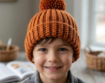 Easy Crochet Hat Pattern | Ribbed Toddler Beanie Tutorial (PDF)