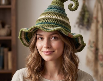 Crochet Witch Hat Pattern | Wire Brim, Curved Point Tutorial (PDF Download)