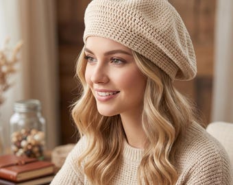 Crochet Beret Pattern PDF | Easy Beginner Beret Crochet Pattern | Classic French Beret Hat Pattern | Instant Download Crochet Hat Pattern