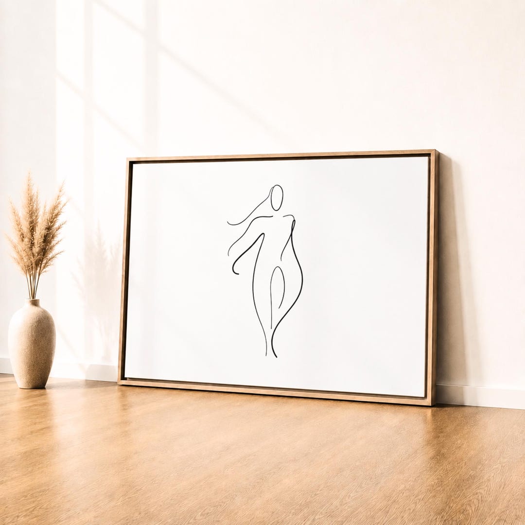 Minimalist Female Line Art Canvas Print, Abstract Woman Wall Art ...