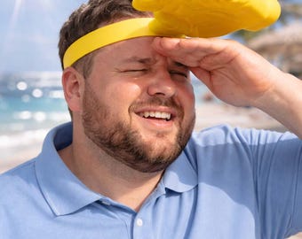 Divertente fascia con visiera a forma di mano - Cappello con visiera parasole a forma di palma, originale per la spiaggia e le feste estive