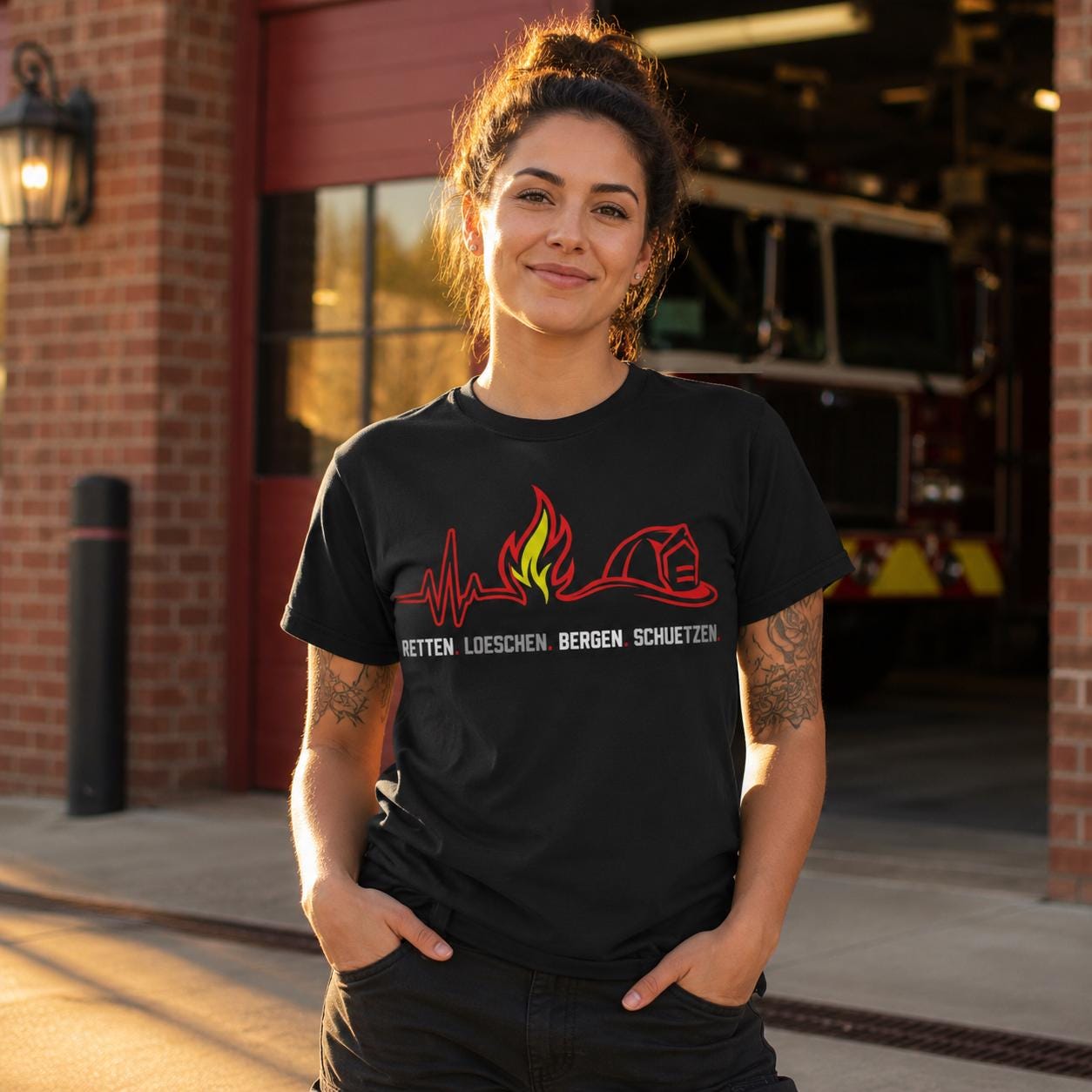 Feuerwehr T-Shirt - Retten Löschen Bergen Schützen Shirt für Feuerwehrmann, Feuerwehrfrau & freiwillige Feuerwehr