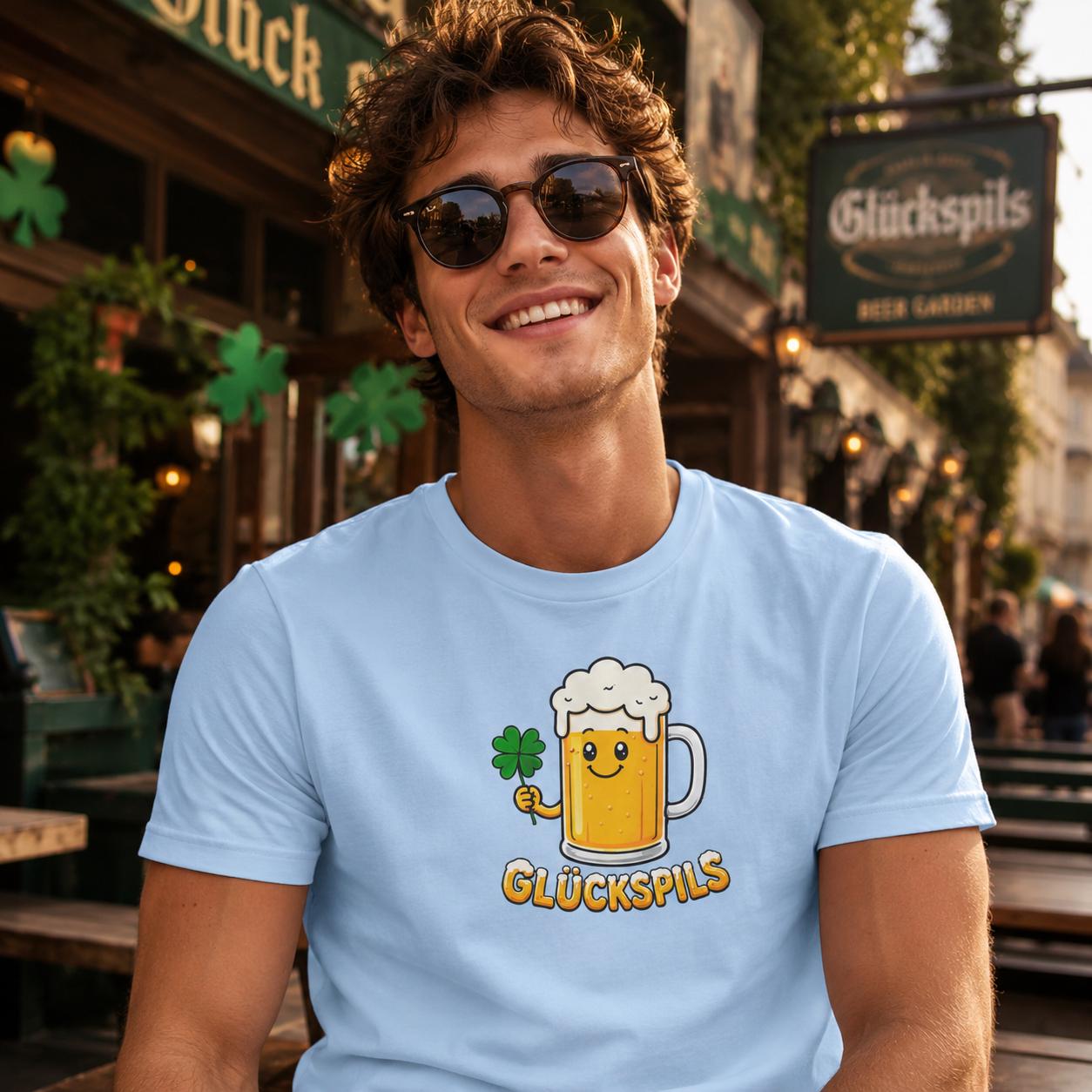 Glückspils Shirt - Lustiges Bier T-Shirt mit Kleeblatt für Bierfreunde, Pub Fans & Glückspilze
