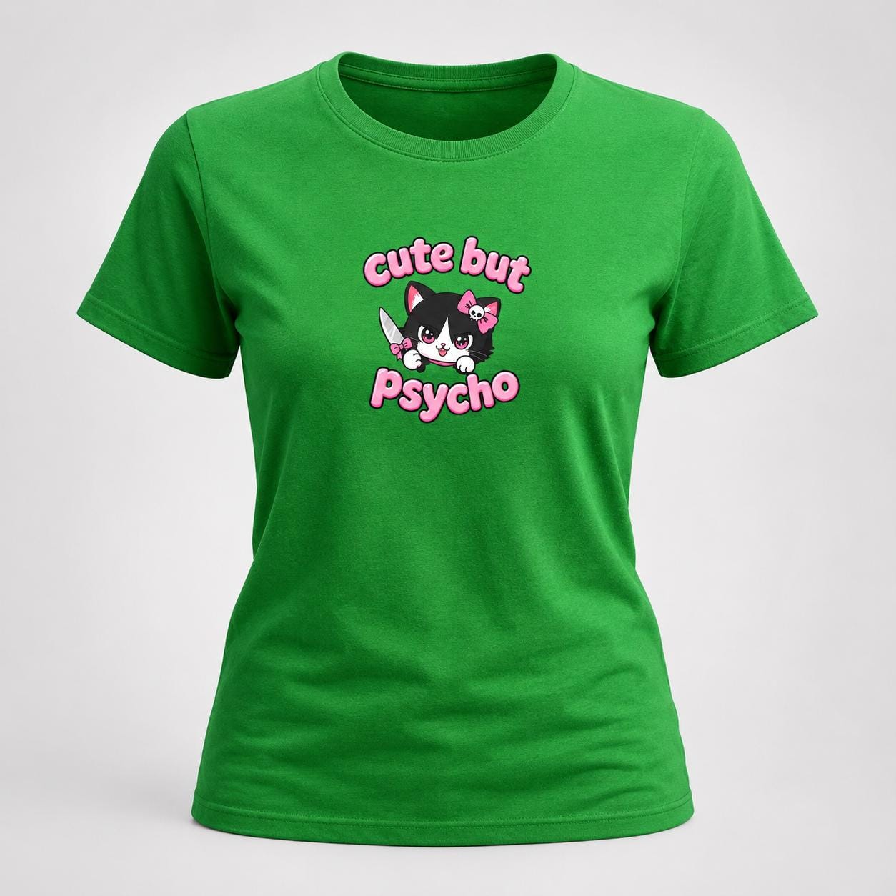 Cute But Psycho Shirt, Pink Kawaii Cat T-Shirt for Women, Funny Sassy Graphic Tee, Cute Psycho Shirt, Gift for Her