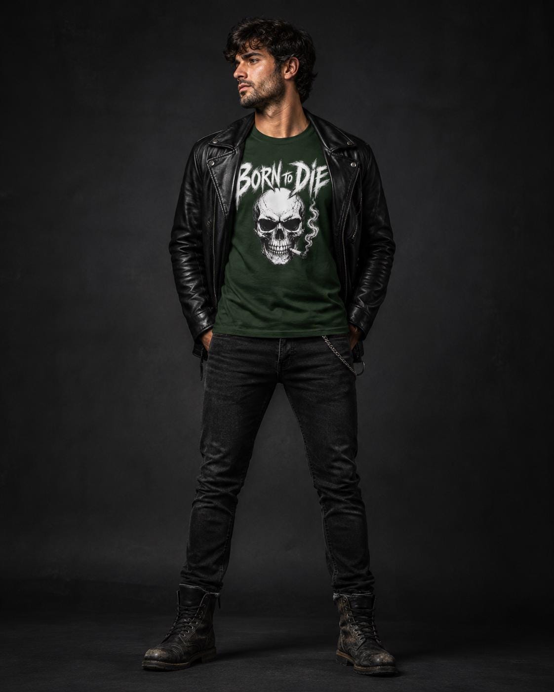 Born to Die Skull T-Shirt, Gothic Rock Shirt, Biker Graphic Tee, Metalhead Shirt, Alternative Clothing, Dark Skull Tee, Rocker Gift
