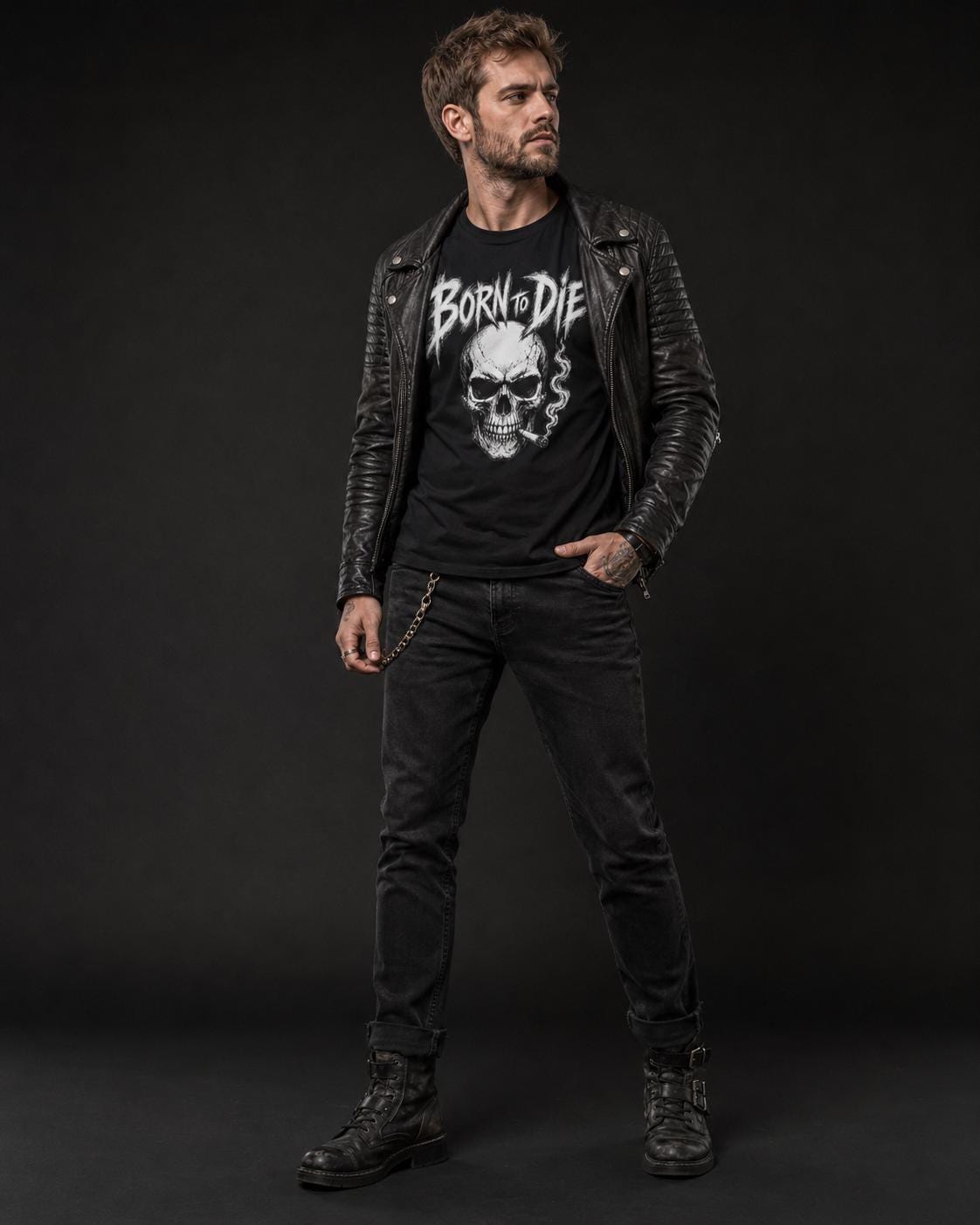 Born to Die Skull T-Shirt, Gothic Rock Shirt, Biker Graphic Tee, Metalhead Shirt, Alternative Clothing, Dark Skull Tee, Rocker Gift
