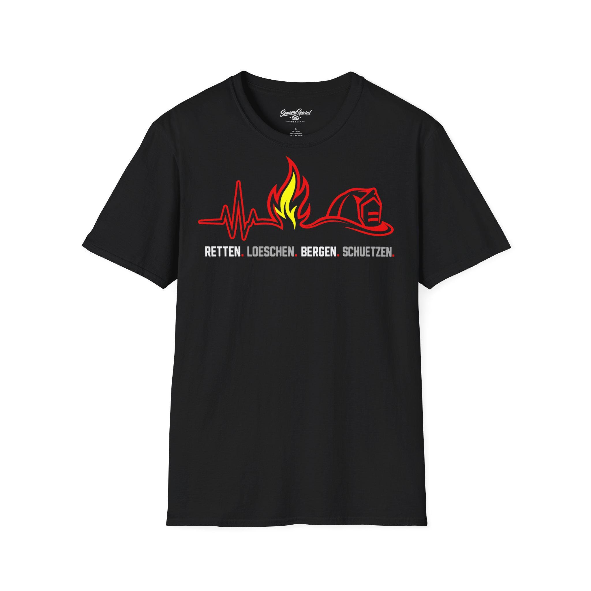 Feuerwehr T-Shirt - Retten Löschen Bergen Schützen Shirt für Feuerwehrmann, Feuerwehrfrau & freiwillige Feuerwehr