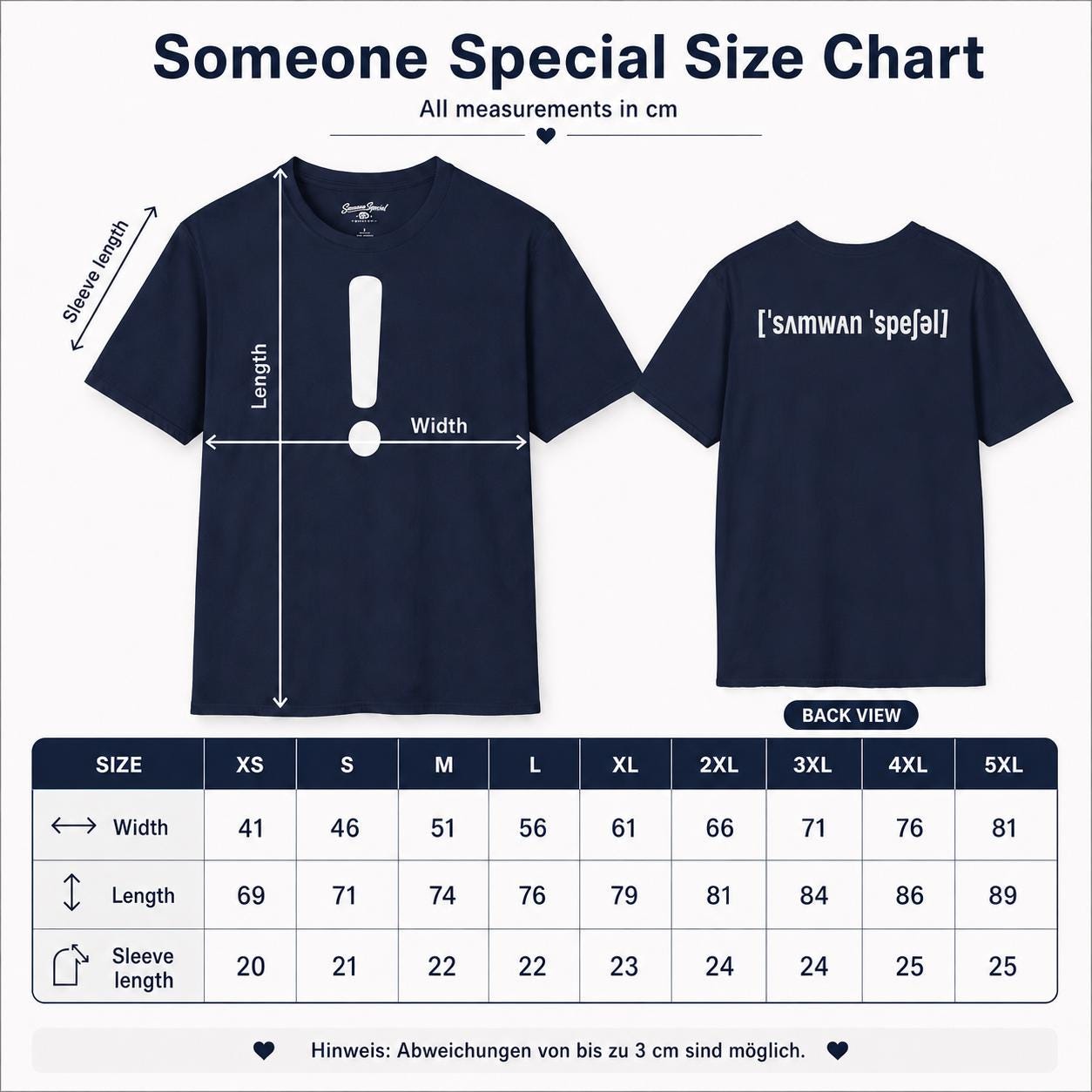Someone Special T-Shirt Navy - Minimalistisches Statement Shirt mit Ausrufezeichen vorne & Lautschrift hinten