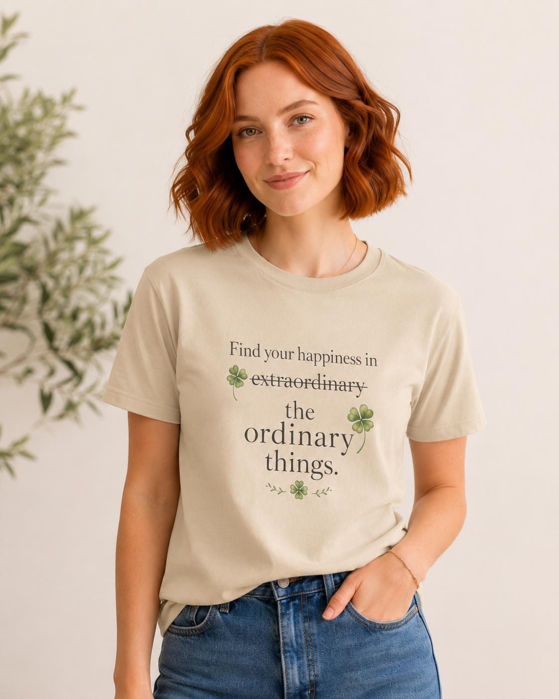 Find Your Happiness Shirt, Glücksbringer T-Shirt, Kleeblatt Shirt Damen Herren, Finde dein Glück
