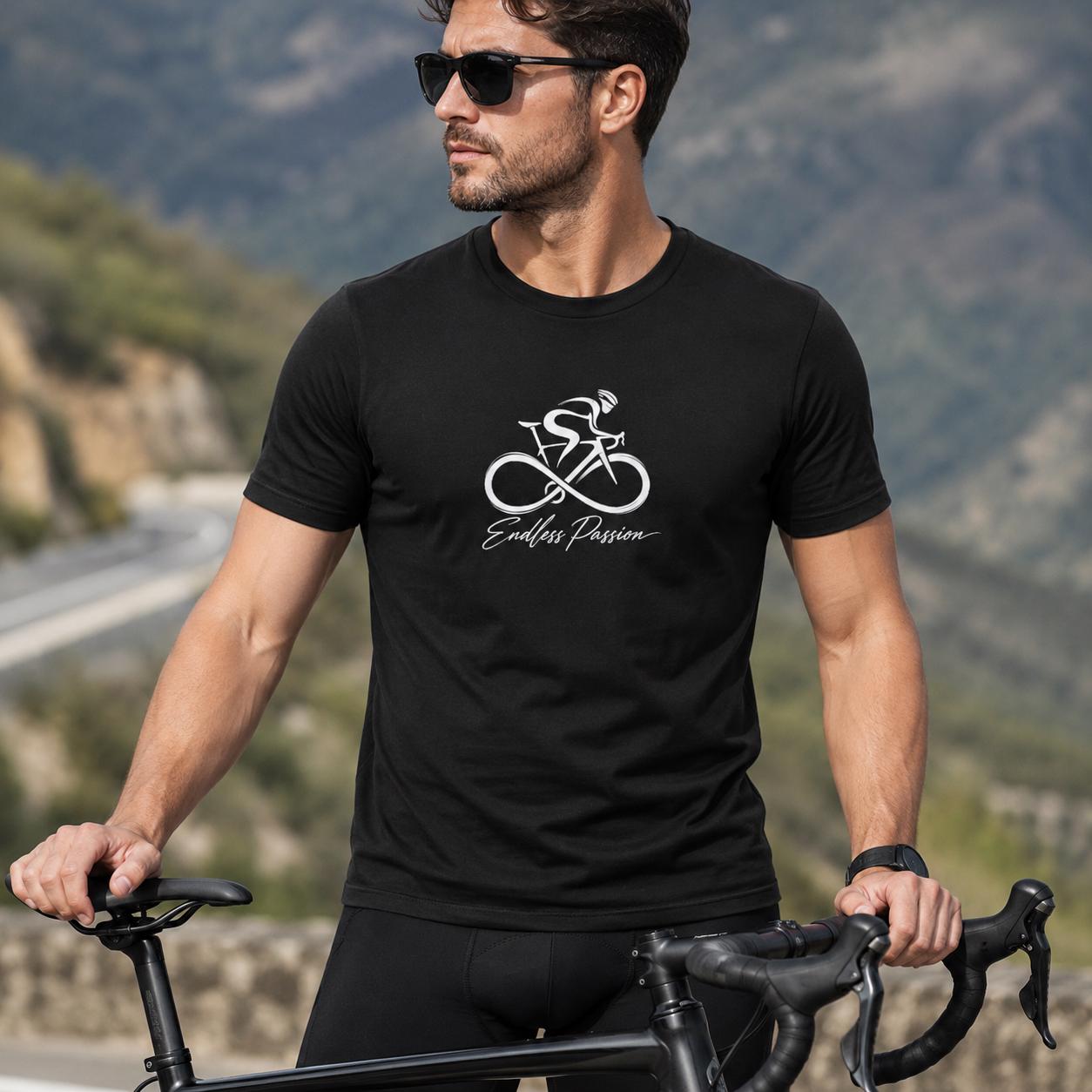 Fahrradfaher Biker T-Shirt Endless Passion - Cycling Shirt mit Infinity Motiv, Geschenk für Radfahrer, Gravel Bike & Rennrad Fans