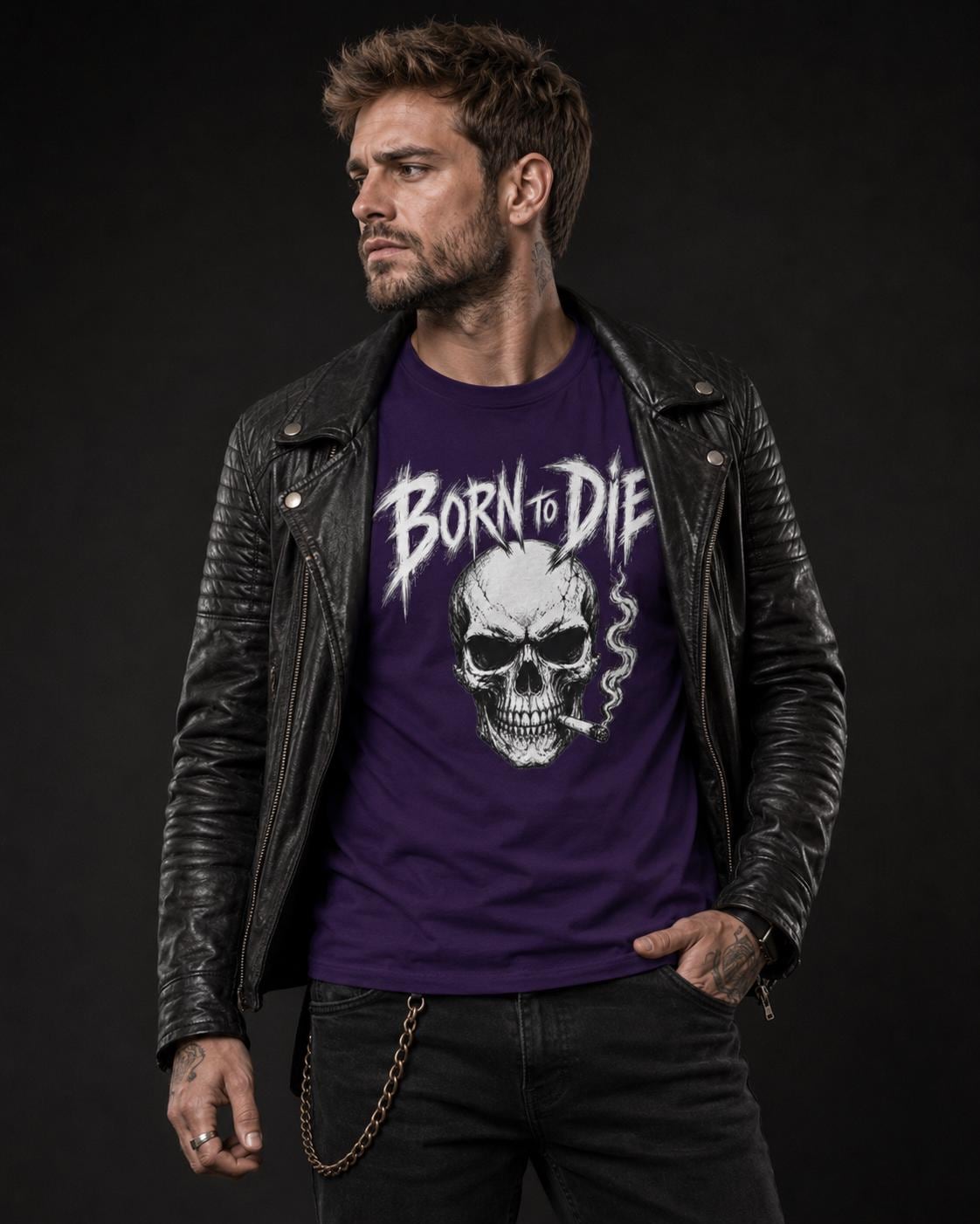 Born to Die Skull T-Shirt, Gothic Rock Shirt, Biker Graphic Tee, Metalhead Shirt, Alternative Clothing, Dark Skull Tee, Rocker Gift