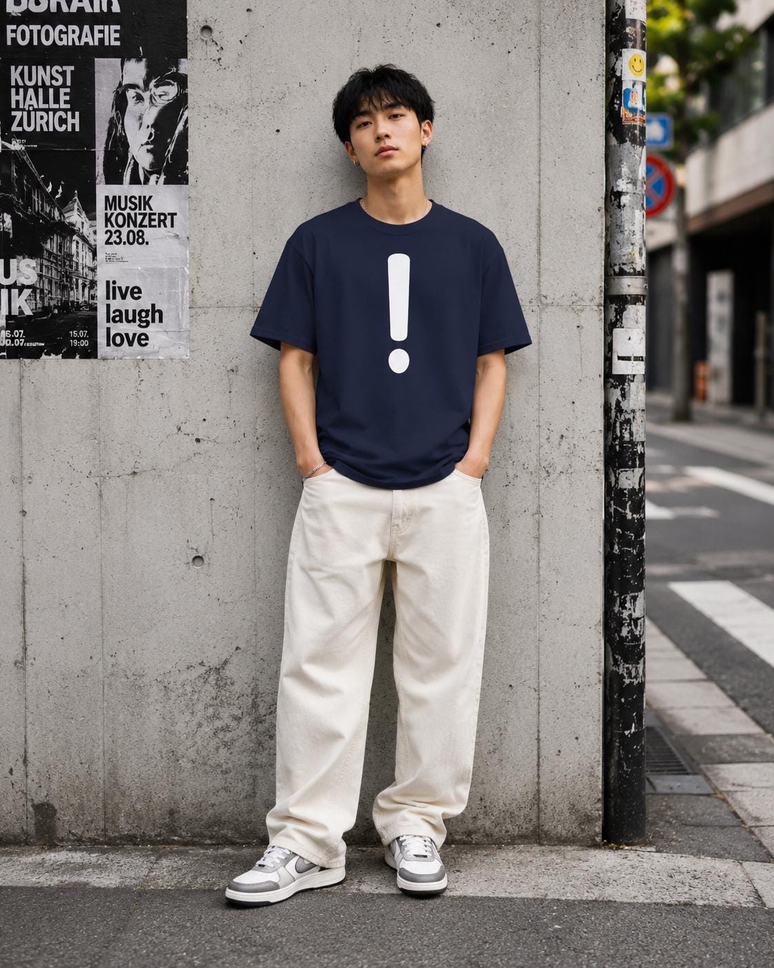 Someone Special T-Shirt Navy - Minimalistisches Statement Shirt mit Ausrufezeichen vorne & Lautschrift hinten