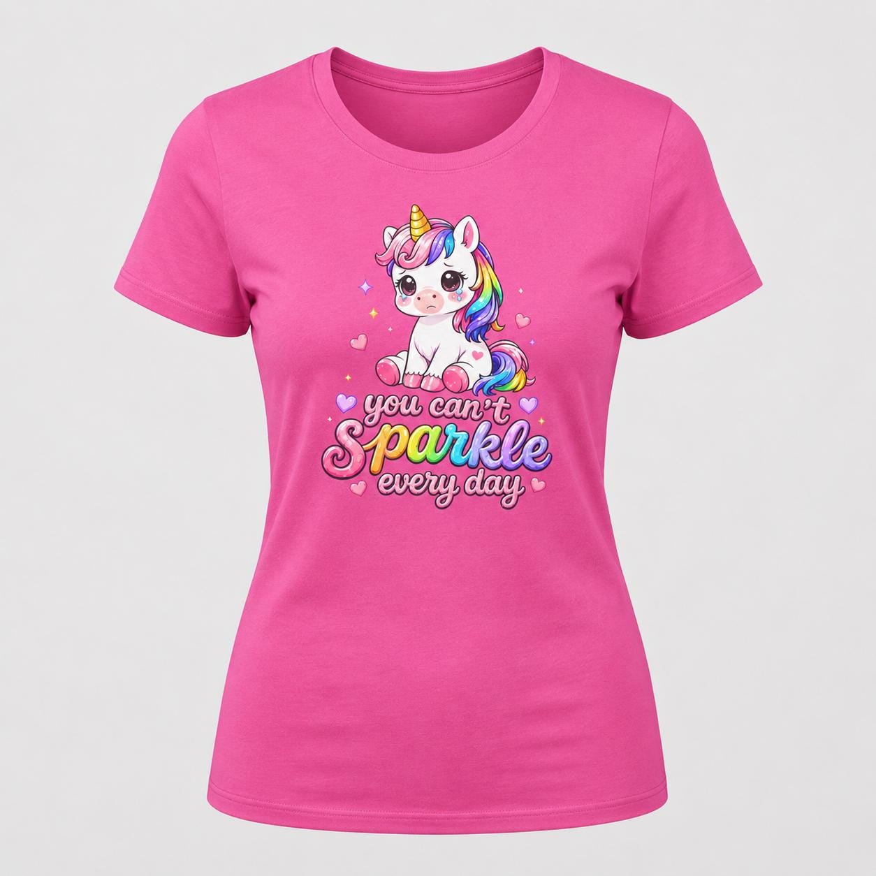 Einhorn T Shirt Damen, You Cant Sparkle Every Day,  Süßes Unicorn Shirt, Kawaii Statement Shirt, Geschenk für Mädchen & Einhorn Fans