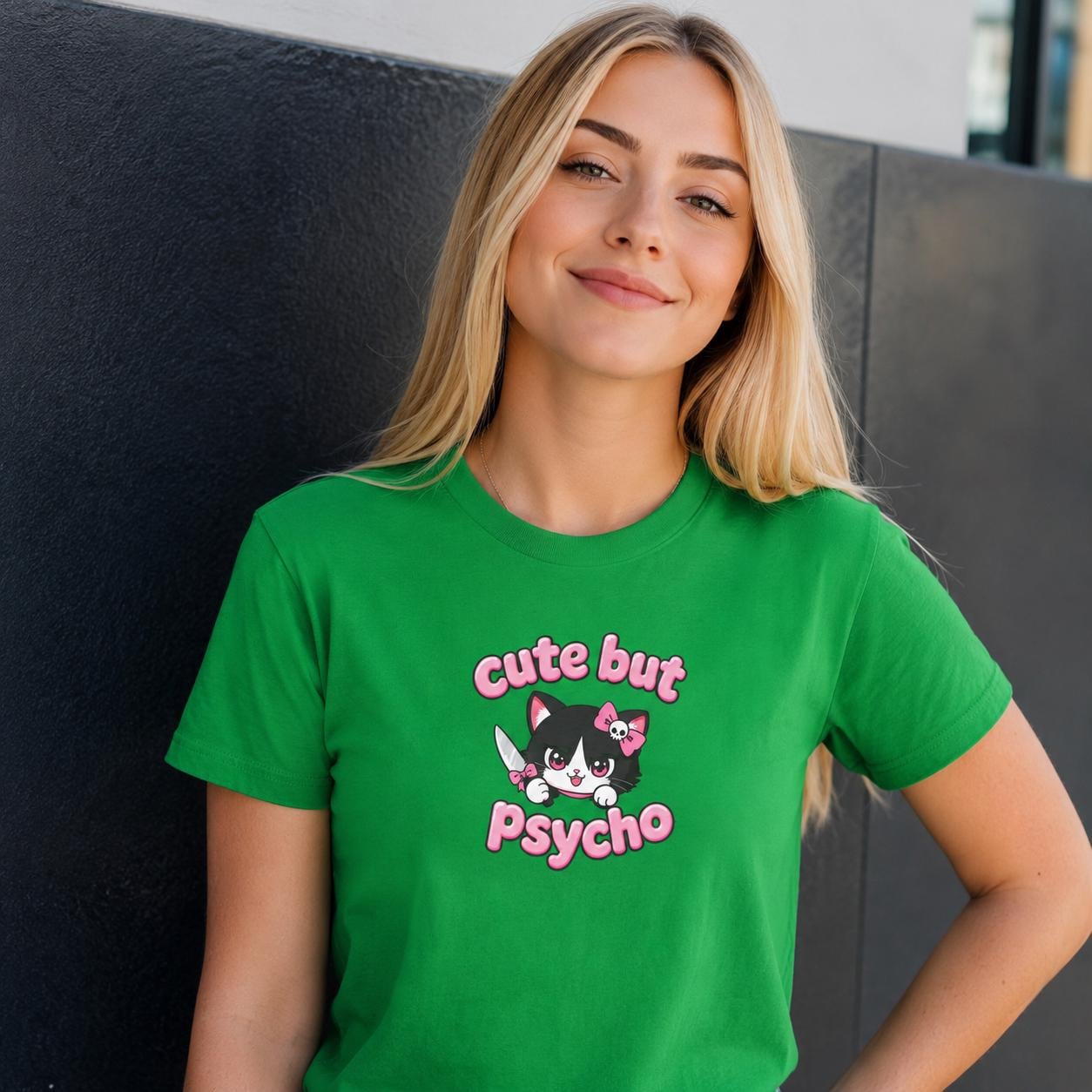 Cute But Psycho Shirt, Pink Kawaii Cat T-Shirt for Women, Funny Sassy Graphic Tee, Cute Psycho Shirt, Gift for Her