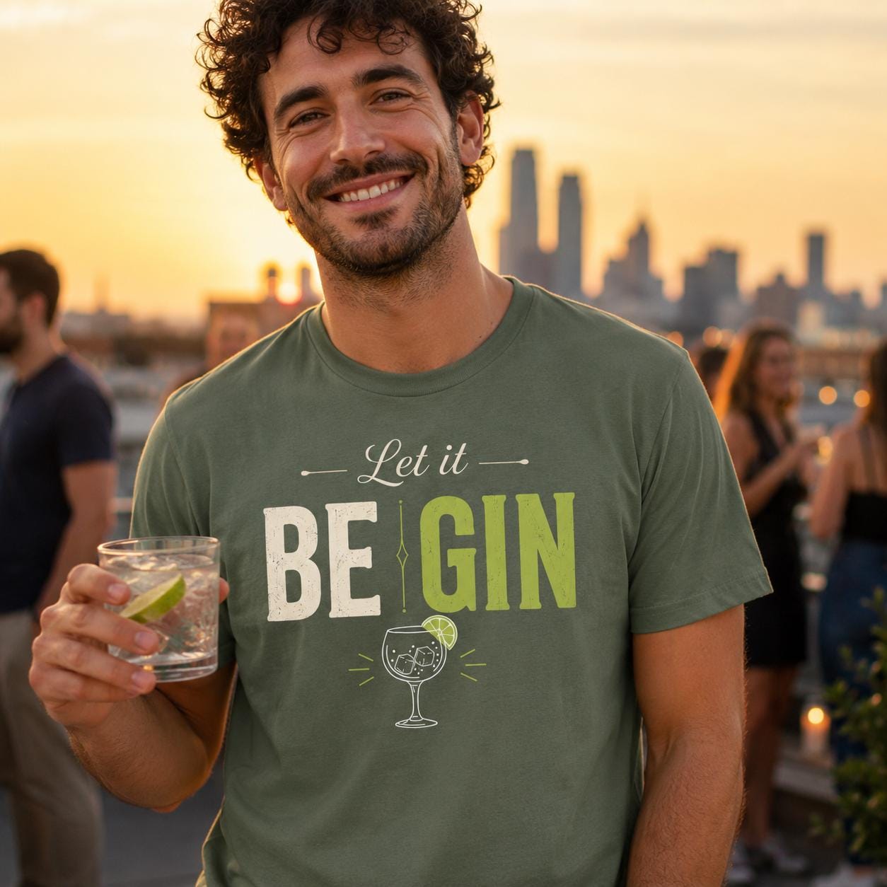 Let it BE GIN Shirt – lustiges Gin T-Shirt für Gin Liebhaber, Party, Barabend, Geschenk für Frauen & Männer