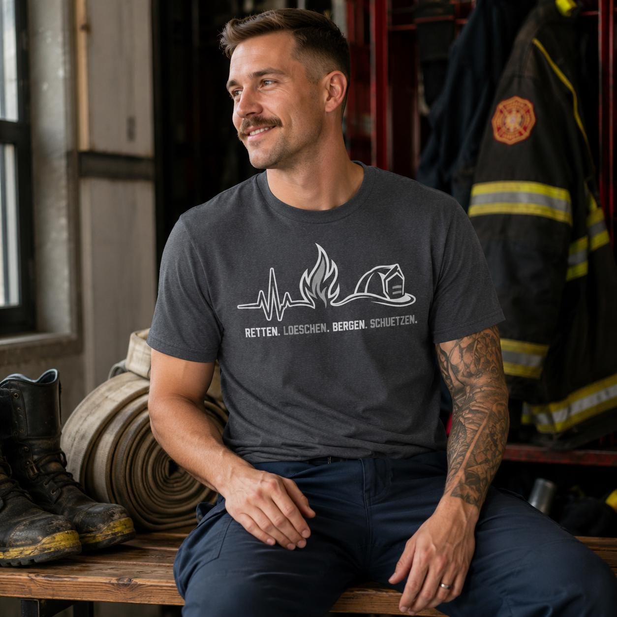 Feuerwehr T-Shirt - Retten Löschen Bergen Schützen Shirt für Feuerwehrmann, Feuerwehrfrau & freiwillige Feuerwehr