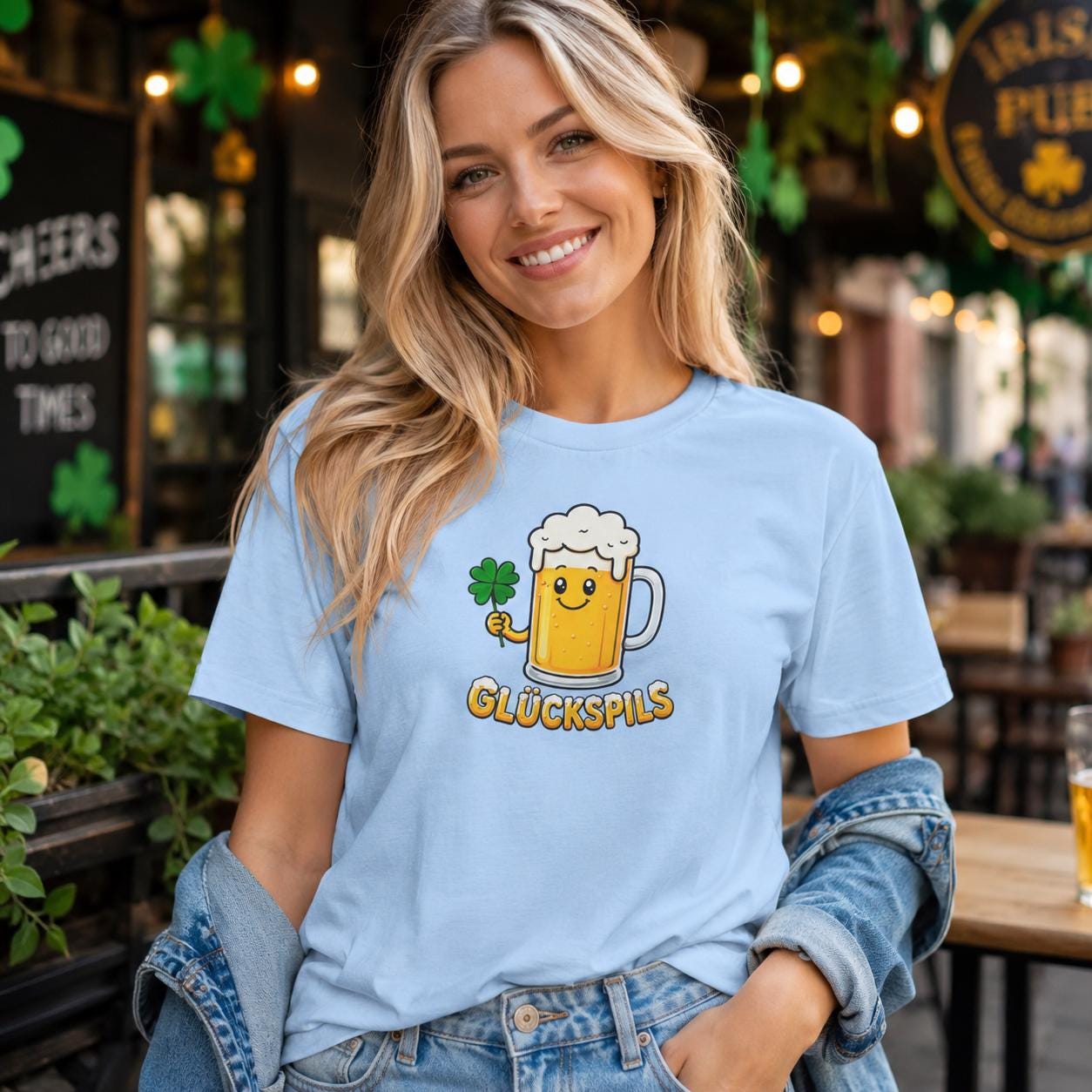 Glückspils Shirt - Lustiges Bier T-Shirt mit Kleeblatt für Bierfreunde, Pub Fans & Glückspilze
