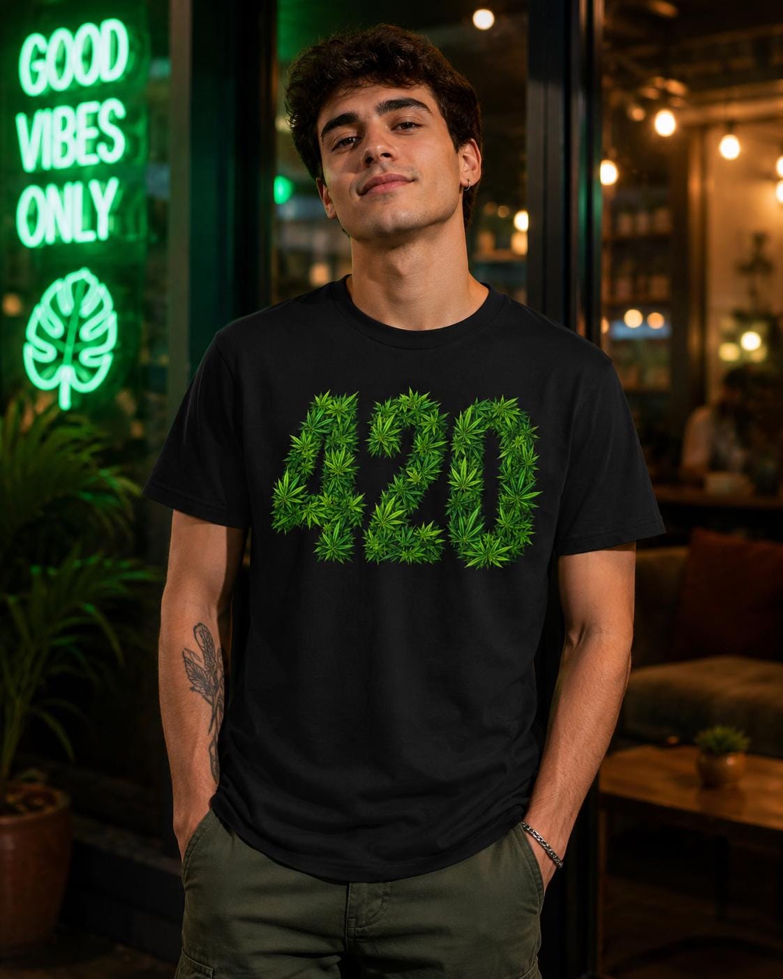 420 T-Shirt Cannabis Blatt Motiv, Kiffer Shirt, Weed Geschenk, Stoner Shirt, Hanf Shirt für Männer & Frauen