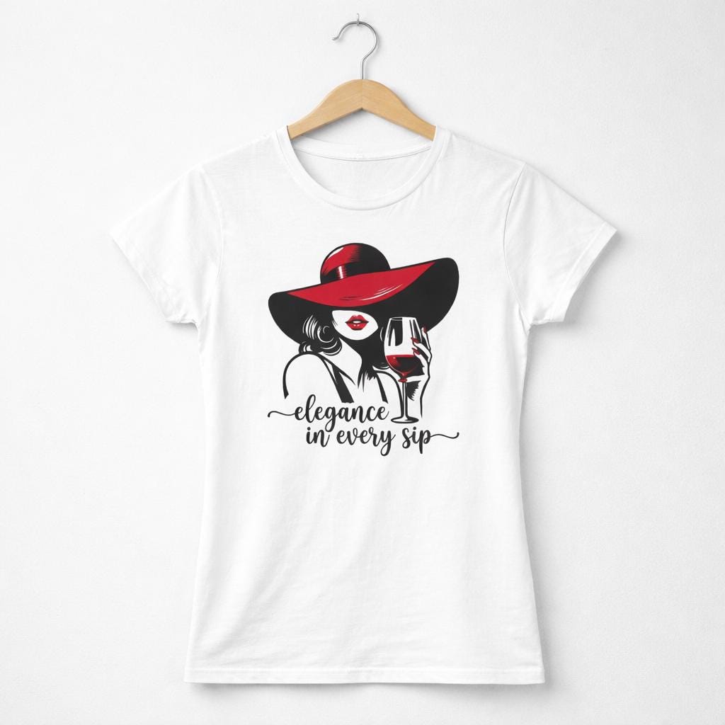 Weinliebhaber T-Shirt Damen, Elegance in Every Sip Shirt, Elegantes Wine Lover Tee, Geschenk für Weinliebhaberin