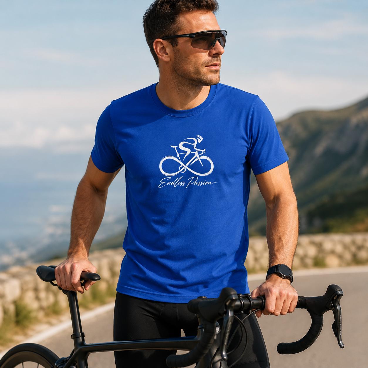 Fahrradfaher Biker T-Shirt Endless Passion - Cycling Shirt mit Infinity Motiv, Geschenk für Radfahrer, Gravel Bike & Rennrad Fans