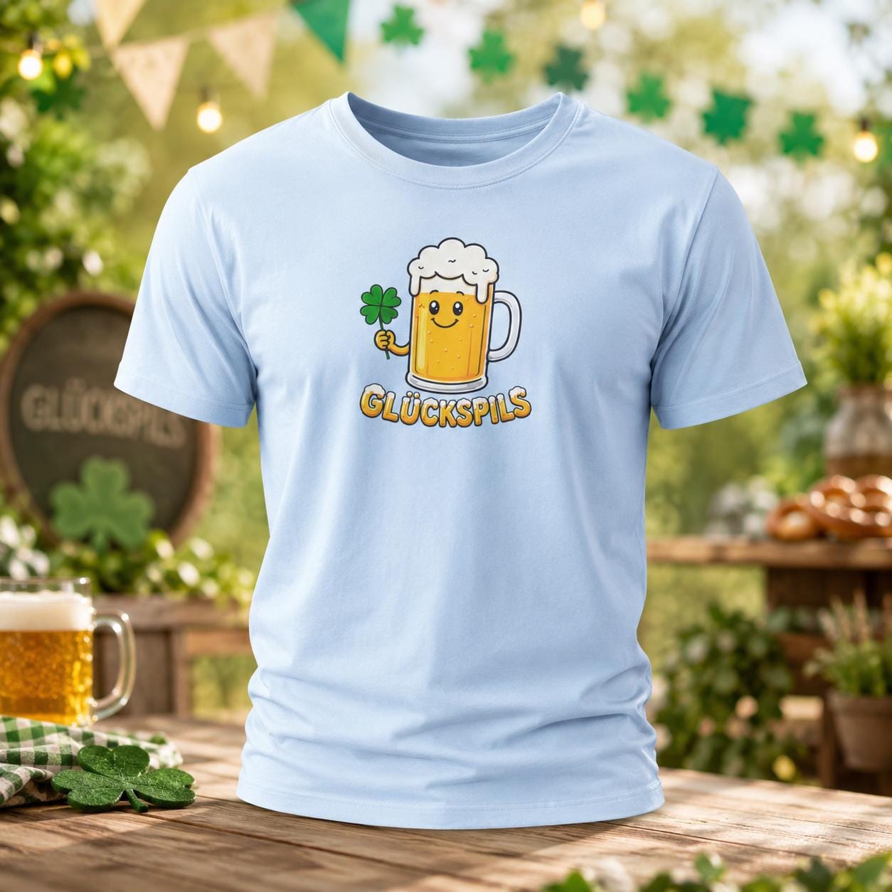 Glückspils Shirt - Lustiges Bier T-Shirt mit Kleeblatt für Bierfreunde, Pub Fans & Glückspilze