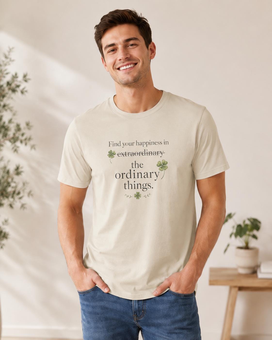 Find Your Happiness Shirt, Glücksbringer T-Shirt, Kleeblatt Shirt Damen Herren, Finde dein Glück