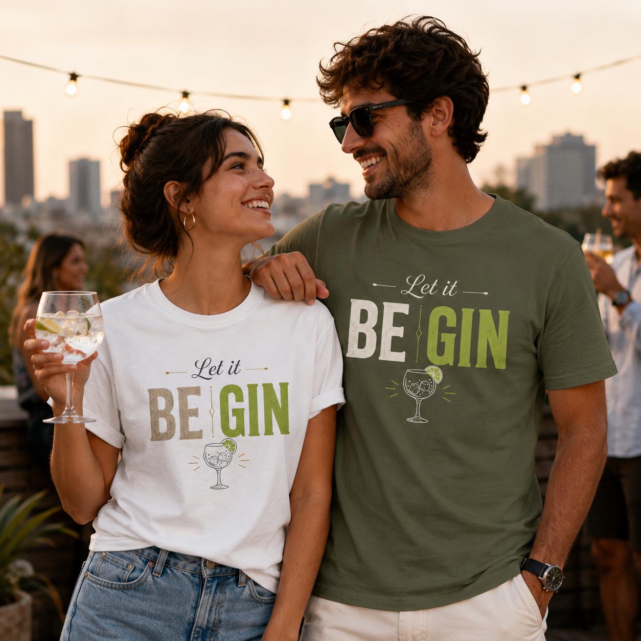 Let it BE GIN Shirt – lustiges Gin T-Shirt für Gin Liebhaber, Party, Barabend, Geschenk für Frauen & Männer