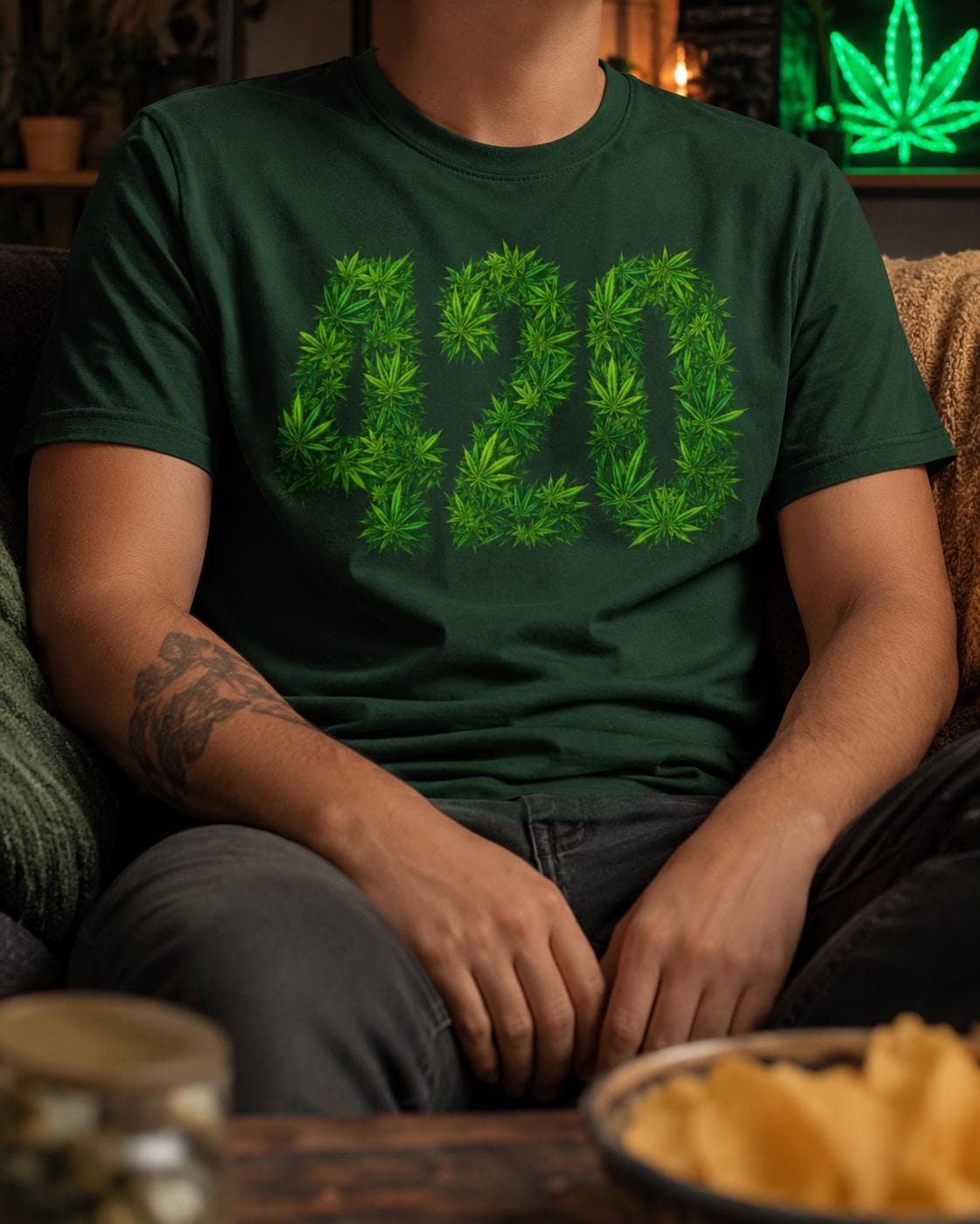 420 T-Shirt Cannabis Blatt Motiv, Kiffer Shirt, Weed Geschenk, Stoner Shirt, Hanf Shirt für Männer & Frauen