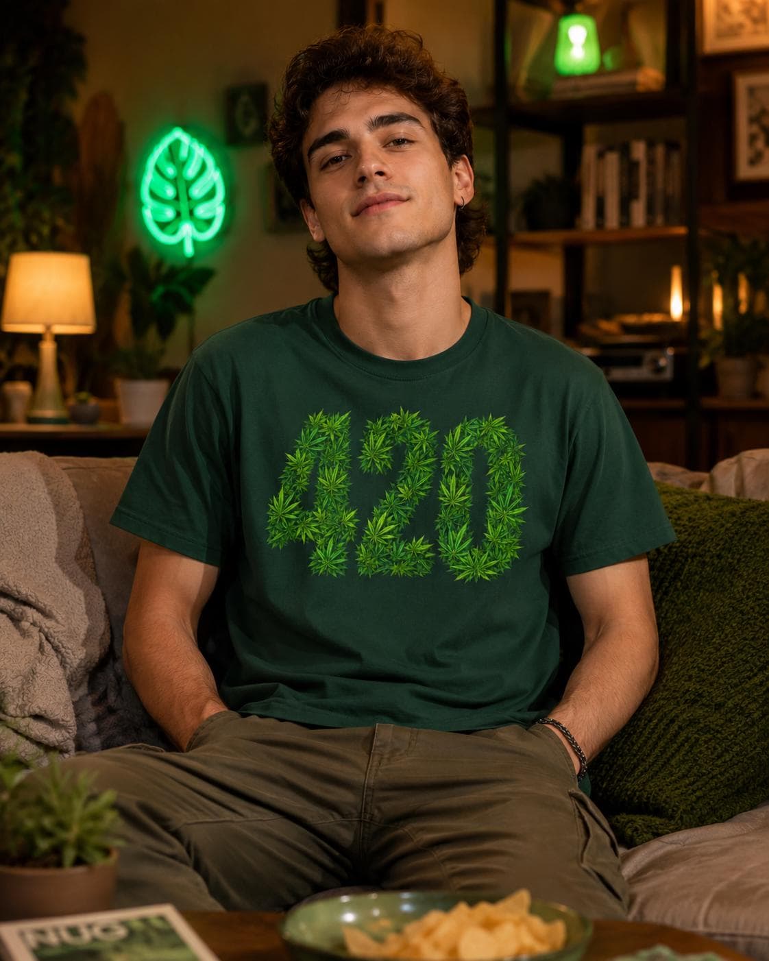 420 T-Shirt Cannabis Blatt Motiv, Kiffer Shirt, Weed Geschenk, Stoner Shirt, Hanf Shirt für Männer & Frauen