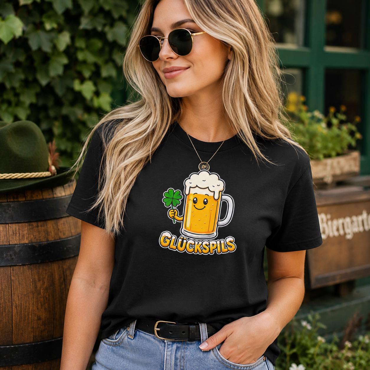 Glückspils Shirt - Lustiges Bier T-Shirt mit Kleeblatt für Bierfreunde, Pub Fans & Glückspilze