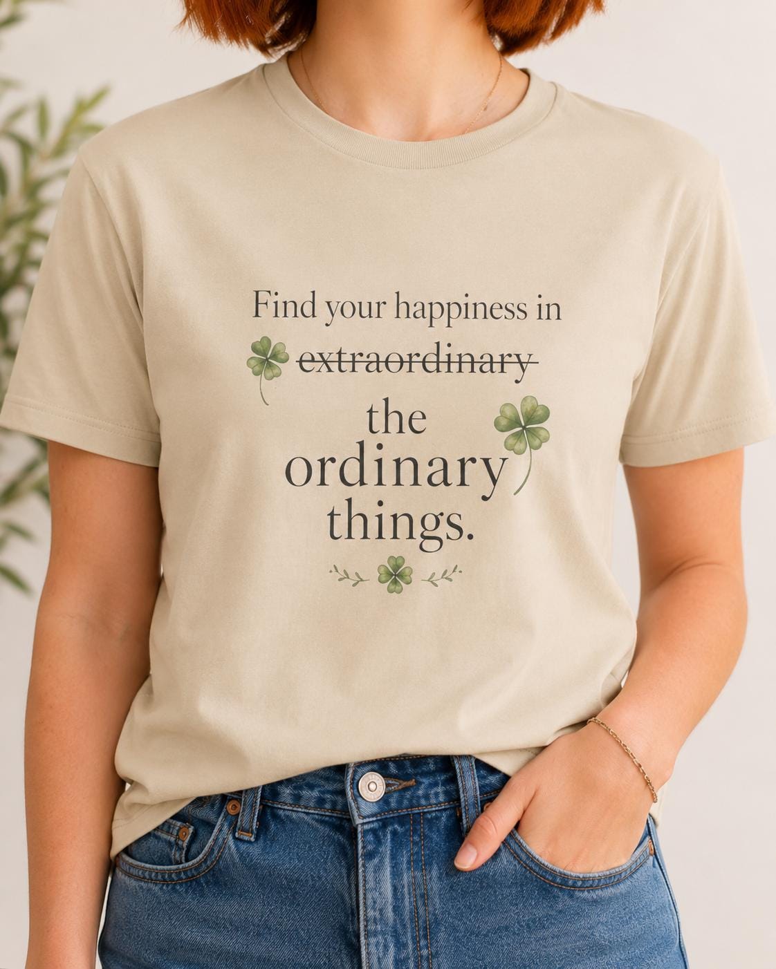 Find Your Happiness Shirt, Glücksbringer T-Shirt, Kleeblatt Shirt Damen Herren, Finde dein Glück