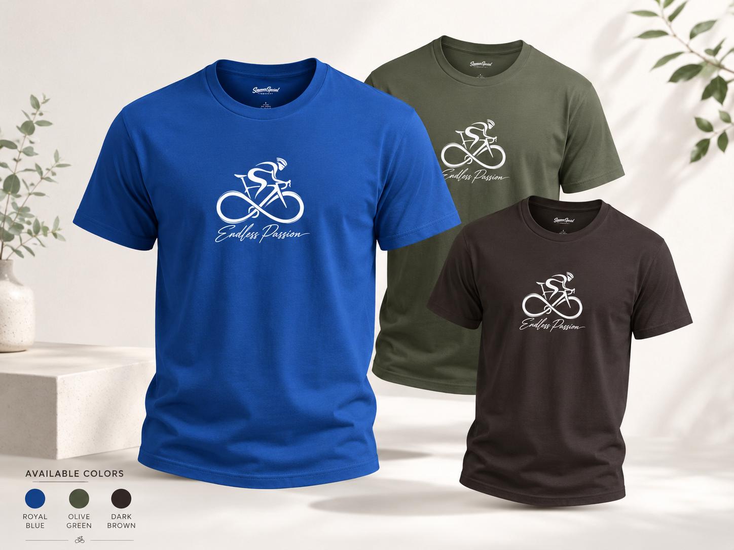 Fahrradfaher Biker T-Shirt Endless Passion - Cycling Shirt mit Infinity Motiv, Geschenk für Radfahrer, Gravel Bike & Rennrad Fans