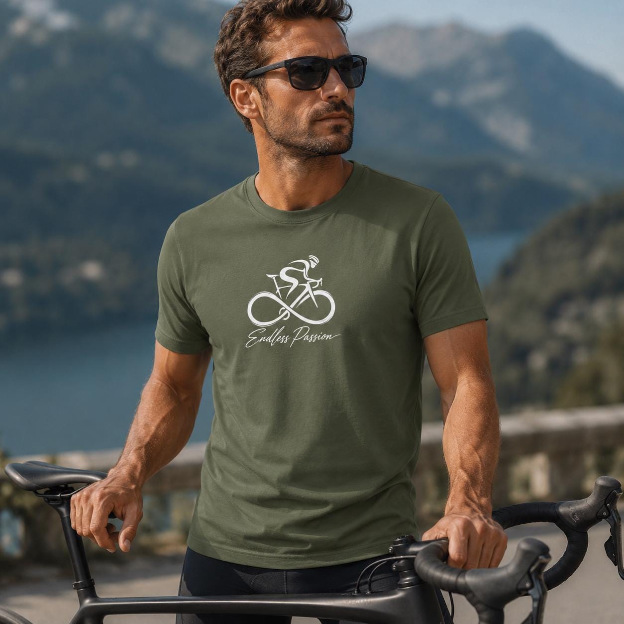 Fahrradfaher Biker T-Shirt Endless Passion - Cycling Shirt mit Infinity Motiv, Geschenk für Radfahrer, Gravel Bike & Rennrad Fans
