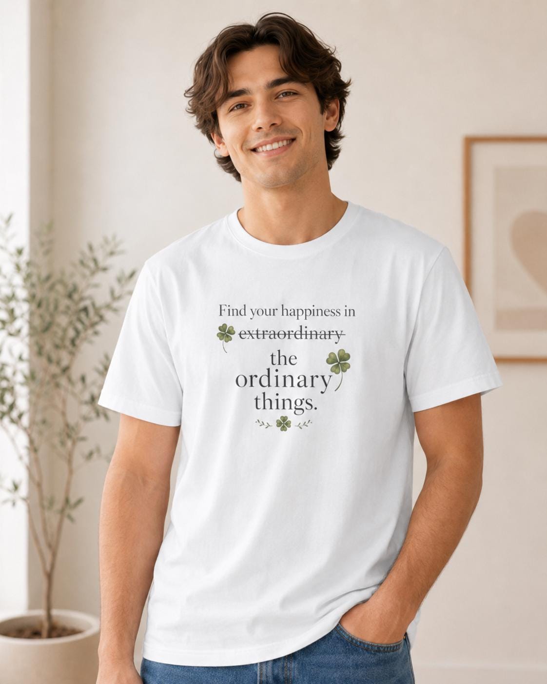 Find Your Happiness Shirt, Glücksbringer T-Shirt, Kleeblatt Shirt Damen Herren, Finde dein Glück