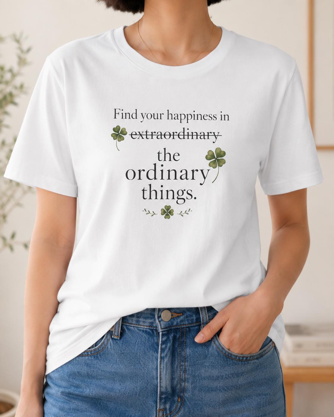 Find Your Happiness Shirt, Glücksbringer T-Shirt, Kleeblatt Shirt Damen Herren, Finde dein Glück