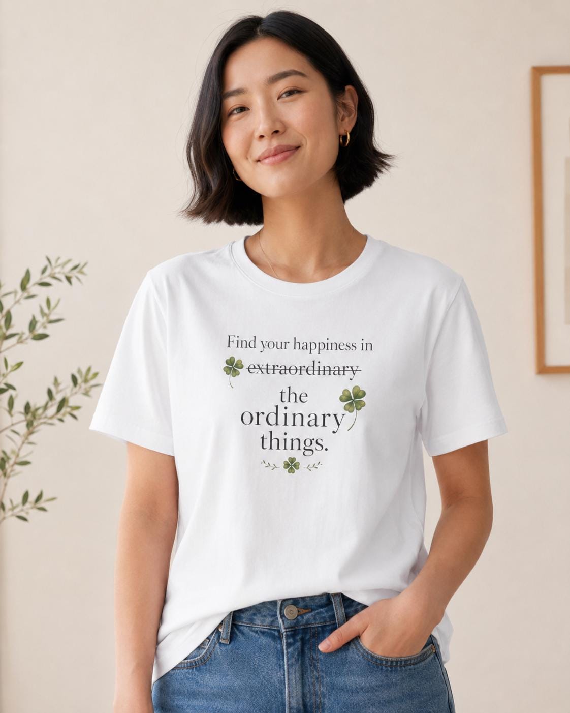 Find Your Happiness Shirt, Glücksbringer T-Shirt, Kleeblatt Shirt Damen Herren, Finde dein Glück