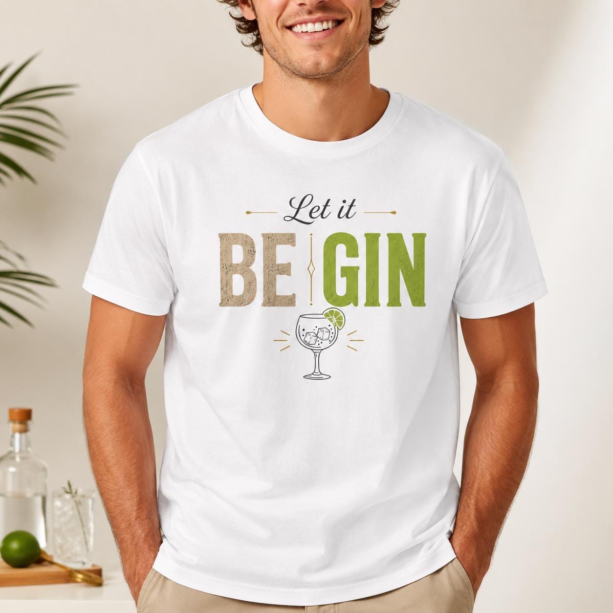 Let it BE GIN Shirt – lustiges Gin T-Shirt für Gin Liebhaber, Party, Barabend, Geschenk für Frauen & Männer