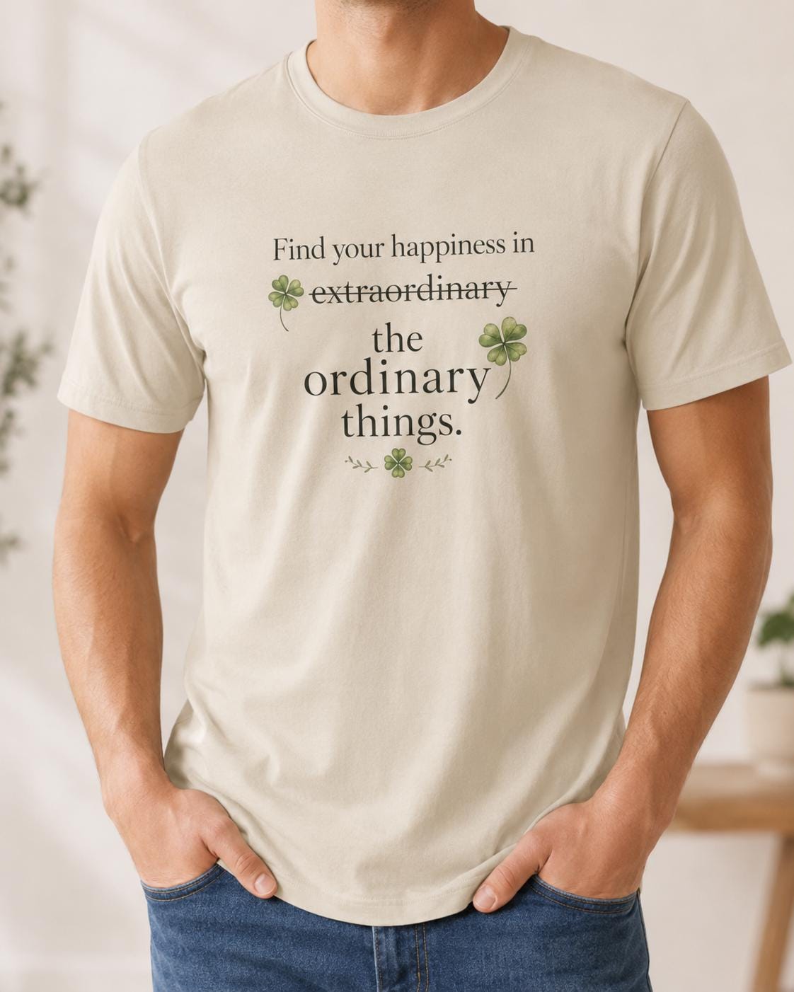 Find Your Happiness Shirt, Glücksbringer T-Shirt, Kleeblatt Shirt Damen Herren, Finde dein Glück