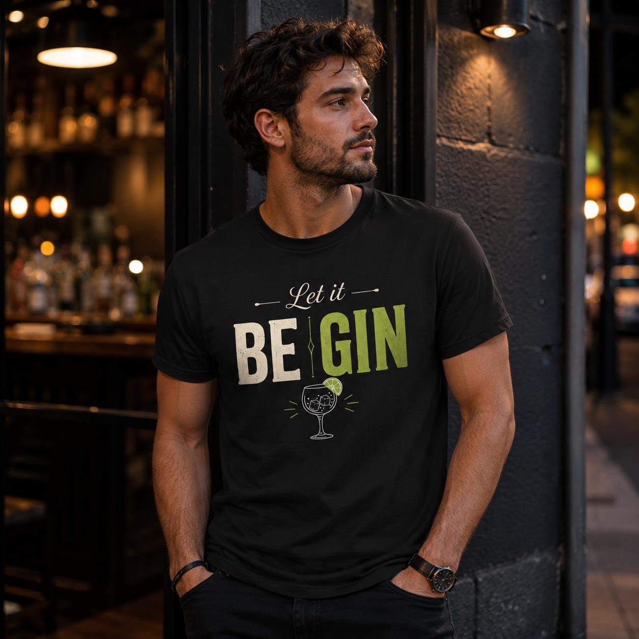 Let it BE GIN Shirt – lustiges Gin T-Shirt für Gin Liebhaber, Party, Barabend, Geschenk für Frauen & Männer