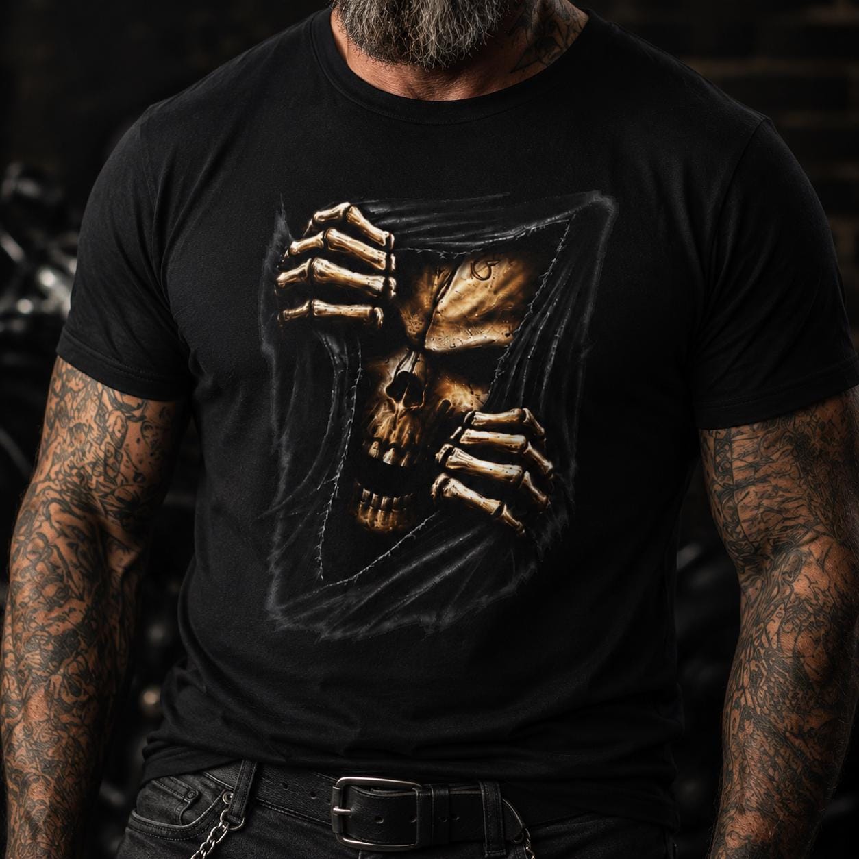 Biker Skull T-Shirt - Gothic Totenkopf Shirt für Metalheads, Motorradfahrer & Dark Streetwear