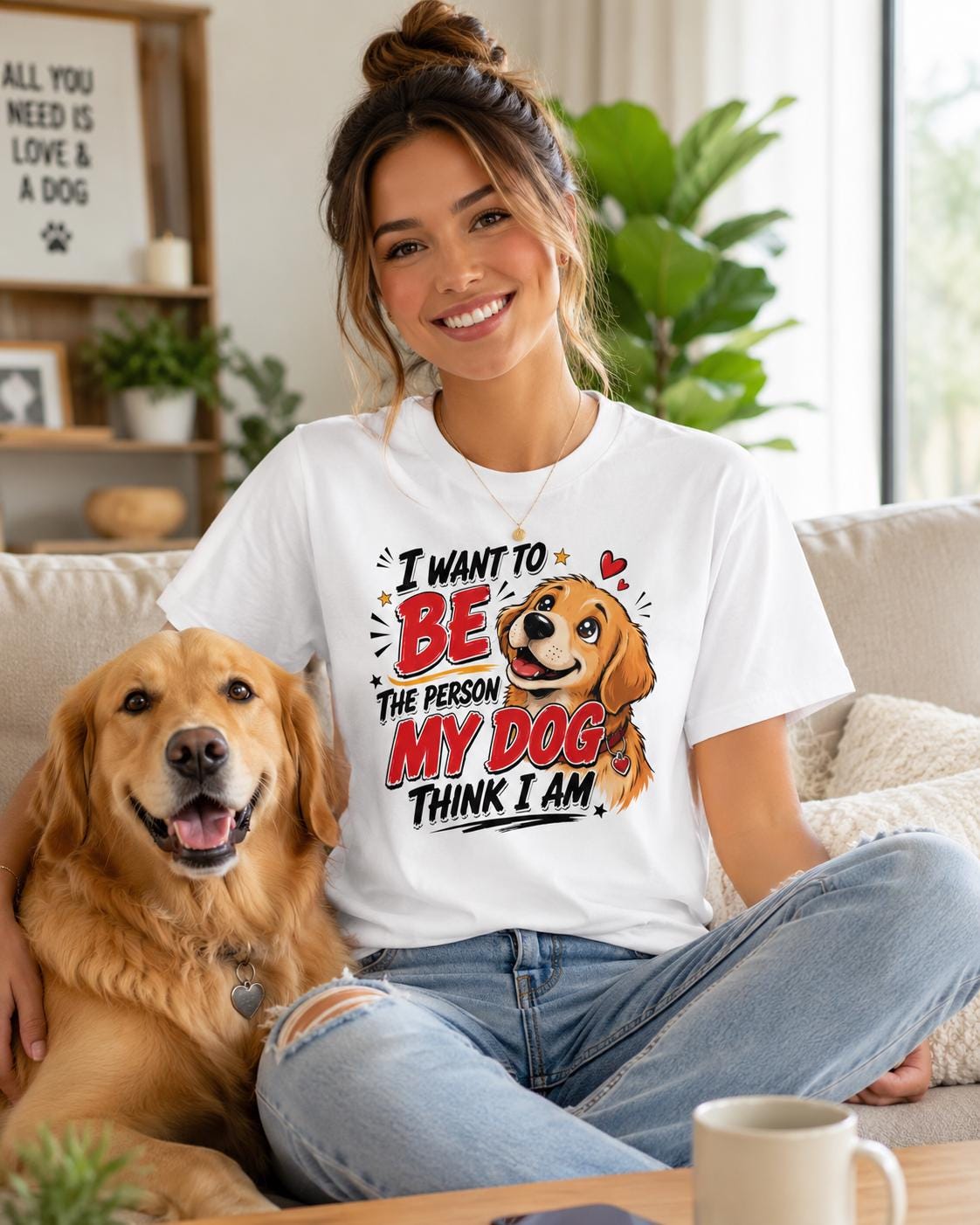 Dog Lover Shirt, Hunde T-Shirt, I Want To Be The Person My Dog Think I Am, Geschenk für Hundebesitzer, Hundemama, Hundepapa