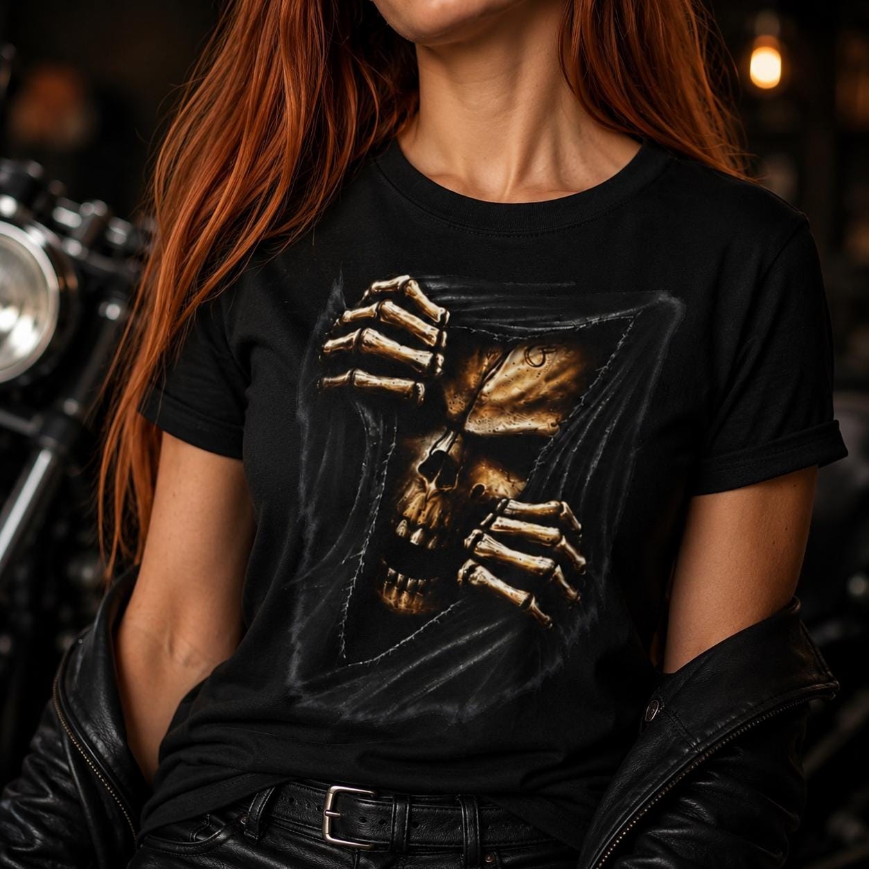 Biker Skull T-Shirt - Gothic Totenkopf Shirt für Metalheads, Motorradfahrer & Dark Streetwear